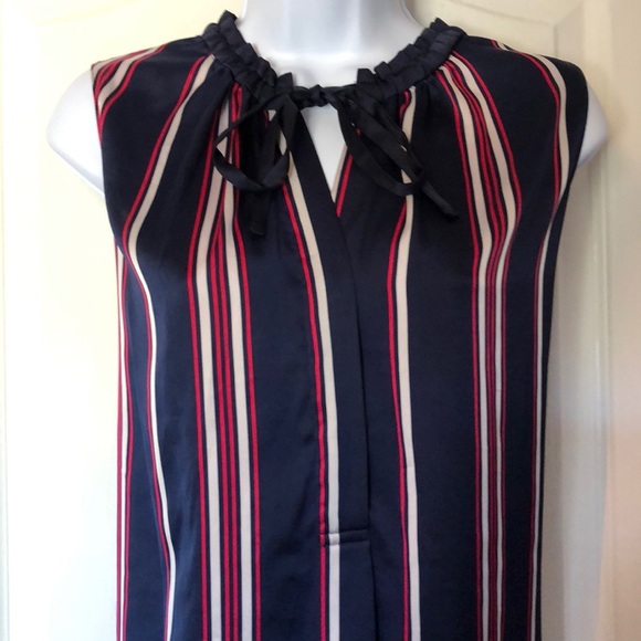 Tommy Hilfiger Keyhole Navy Blue Red White Top - Picture 3 of 8